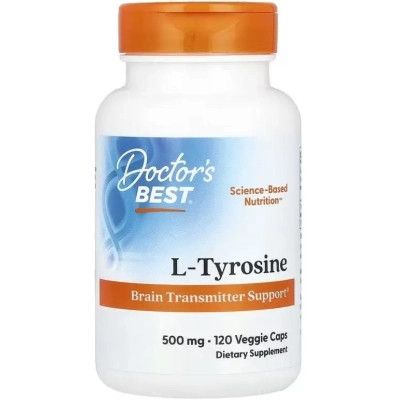 Вітамінно-мінеральний комплекс Doctor's Best L-тирозин, 500 мг, L-Tyrosine, 120 вегетаріанських капсул (DRB-00316)