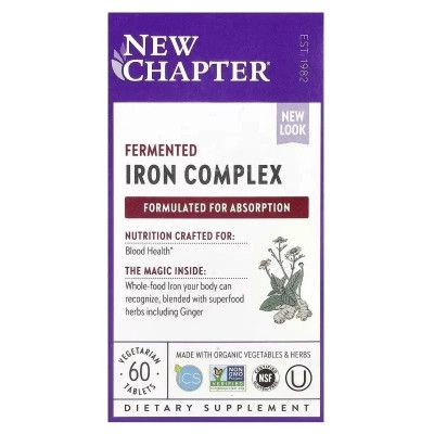 Мінерали New Chapter Залізо ферментований комплекс, Fermented Iron Complex, 60 таб (NCR-00636)