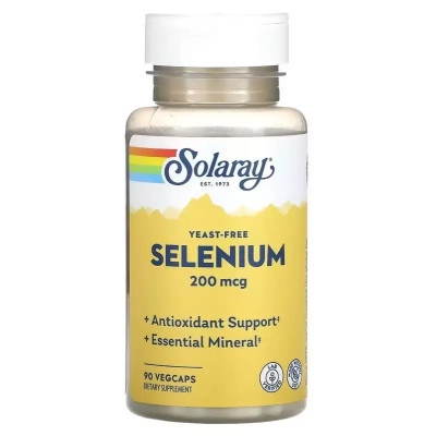 Мінерали Solaray Селен бездрожжевий, 200 мкг, Yeast-Free Selenium, 90 вегетаріанські (SOR-04678)