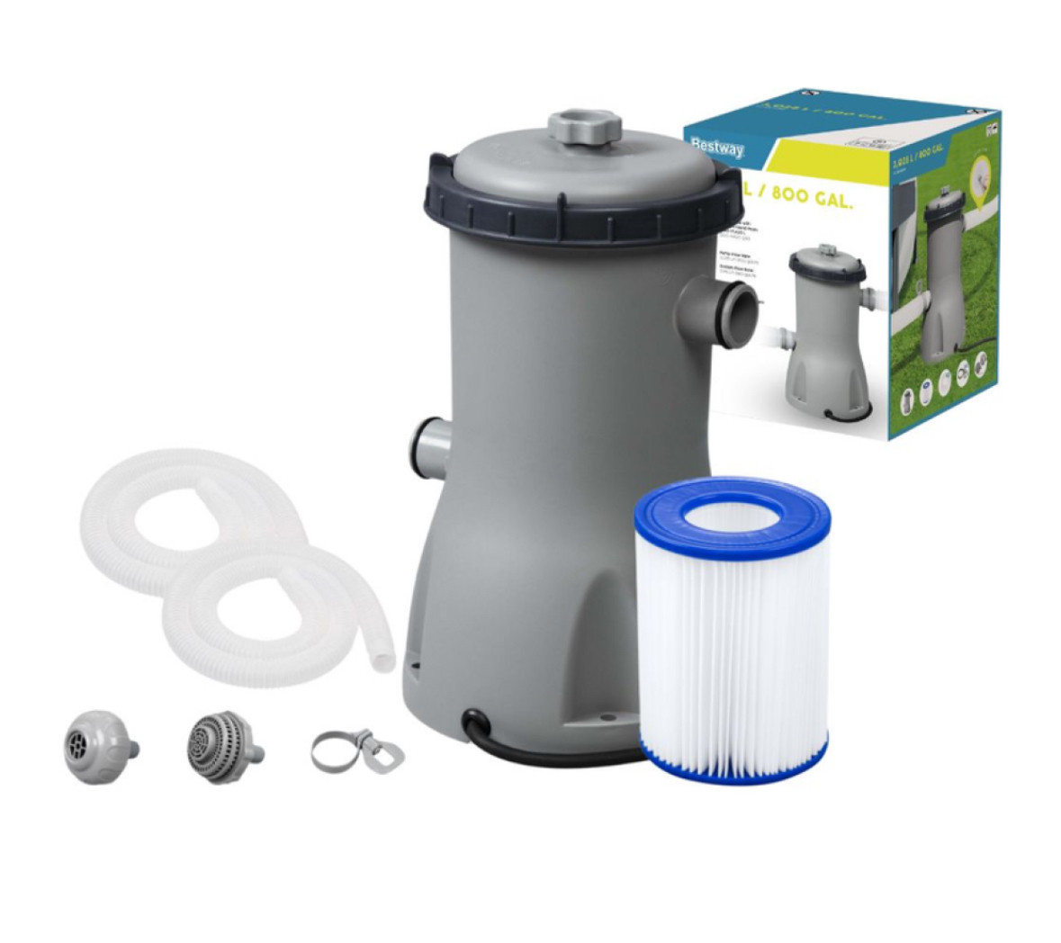 Картриджний фільтр-насос Bestway 58386, 3028 л/год, тип II, для басейнів 1100-17400, фото 1