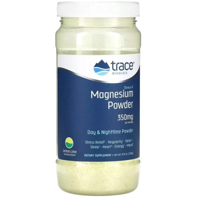 Мінерали Trace Магній, смак лимон-лайм, 350 мг, Stress-X, Magnesium Powder, Trace Minerals, 25 (TMR-00274)