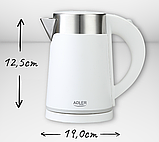 Електрочайник, енергозберігаючий чайник Adler AD 1372 білий 0.6л, фото 9