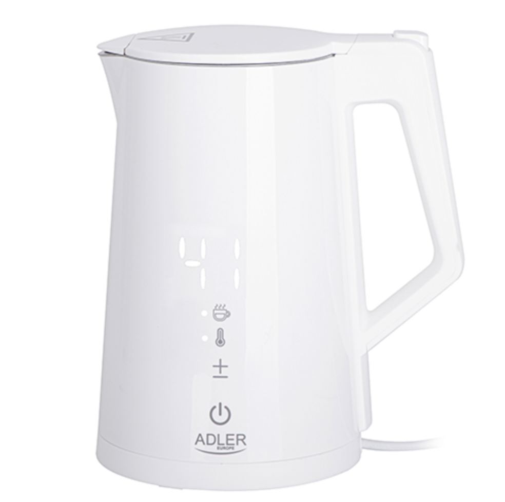 Електрочайник, електричний чайник Adler AD 1345 білий LED регулятор температури, фото 1
