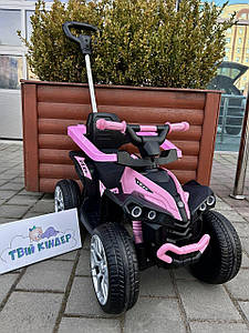 Електромобіль каталка толокар 3 в 1 з батьківською ручкою для дітей від 1 року Bambi M 5782 Рожевий