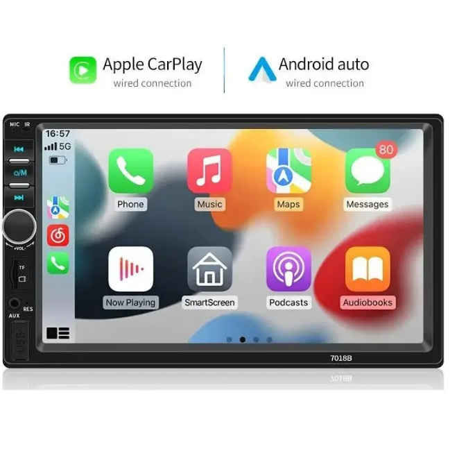 Сенсорна автомагнітола Acodo 2Din 7018B (MP5-плеєр, 7", Bluetooth, USB, TF, FM, Carplay, Android Auto), фото 1
