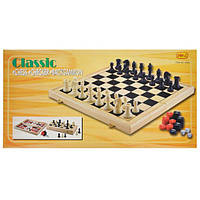 Шахи дерев'яні 3в1 1899A (шахи, шашки, нарди) для дітей та дорослих, ігровий набір з дерев яними фігурами