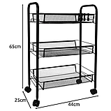 Кухонний стелаж з трьома полицями Ruhhy 24749 мобільний металевий органайзер для кухні та ванної кімнати, фото 2