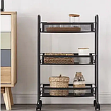 Кухонний стелаж з трьома полицями Ruhhy 24749 мобільний металевий органайзер для кухні та ванної кімнати, фото 8