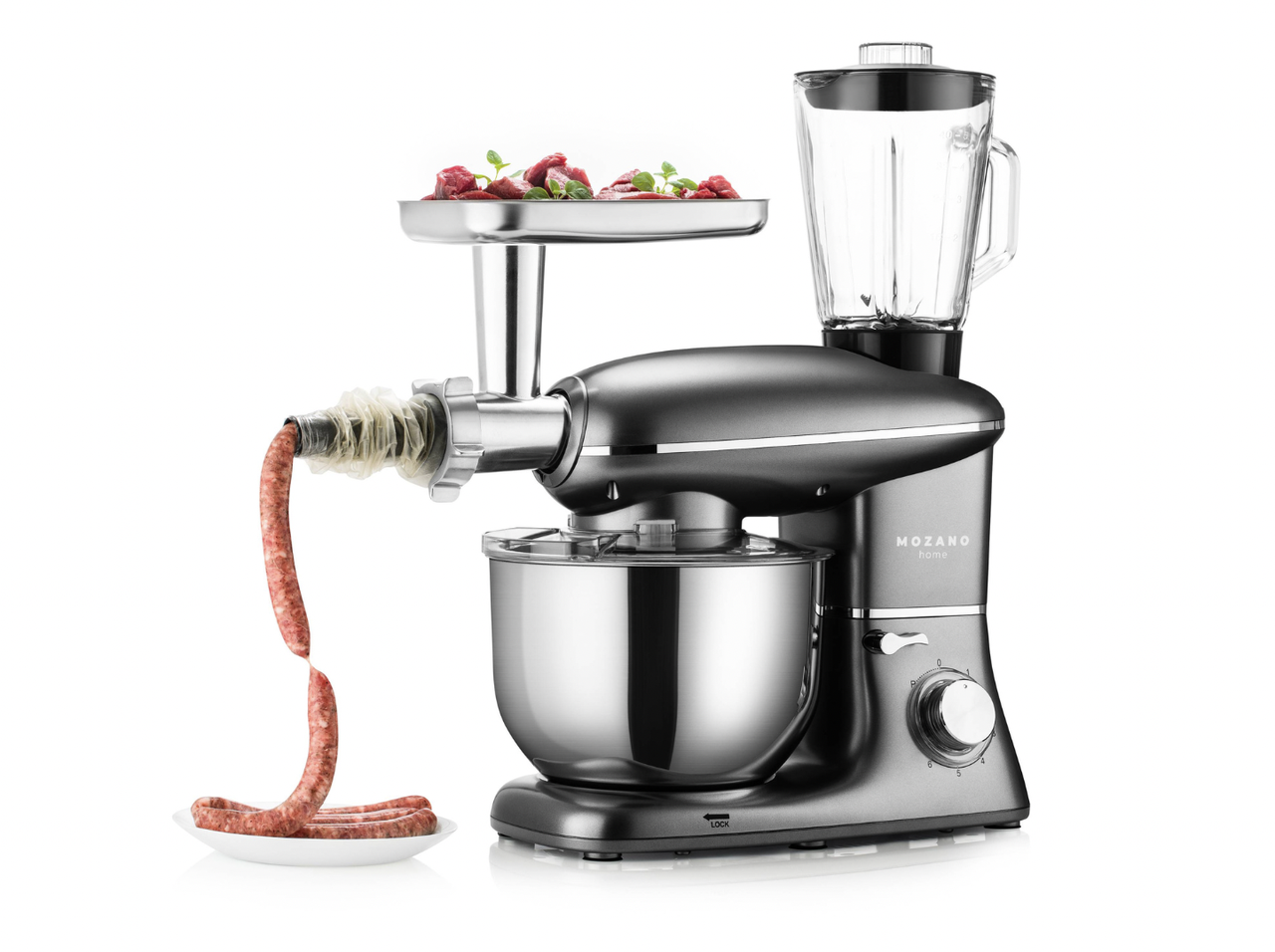 Планетарний міксер тестоміс 3в1 Mozano Kitchen Assistent 3200 Вт сірого кольору AGD/ROB /02#SZA, фото 1