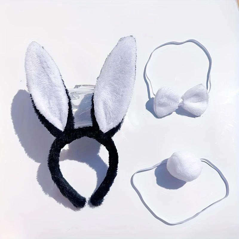 Карнавальный набор зайчика черный. Ободок ушки зайчика, фото 1