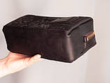 Велика чоловіча шкіряна косметичка чорна з тисненням Плин Часу, фото 6