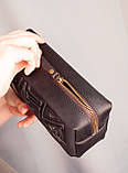 Велика чоловіча шкіряна косметичка чорна з тисненням Плин Часу, фото 3