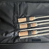 Набір шампурів Д9 з дерев'яною ручкою в шкіряному чохлі (6 шт), фото 5