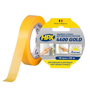 HPX 4400 GOLD - 19мм x 50м - малярська стрічка  для зовнішнього застосування та чітких контурів