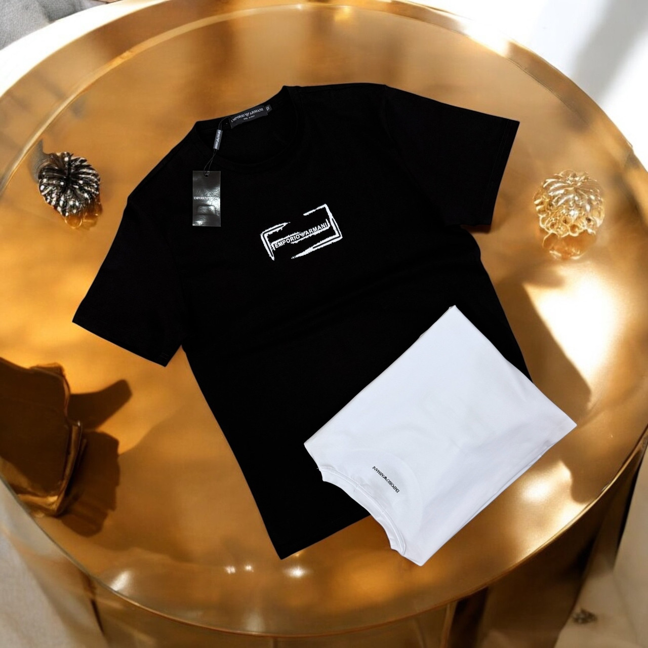 Чоловіча футболка Armani чорна брендова футболка Армані люкс якість