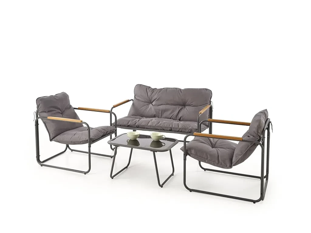 Комплект садових меблів Hudson, сірий темний/коричневий, фото 1