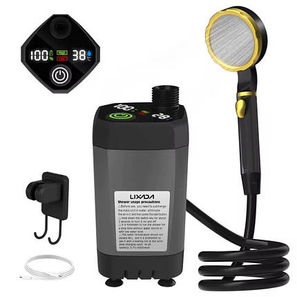 Портативний душ LIXADA на акумуляторі для кемпінгу 6000 mAh, переносний душ, фото 1