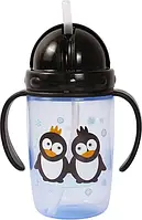 Поильник-непроливайка Курносики с ручками с силиконовой соломинкой 360 мл голубой