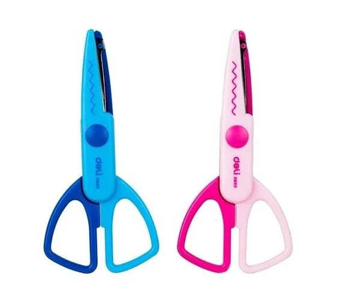 Ножиці дитячі Deli ED60001 мікс 13,5см Зигзаг Neon, безпечні, фото 1