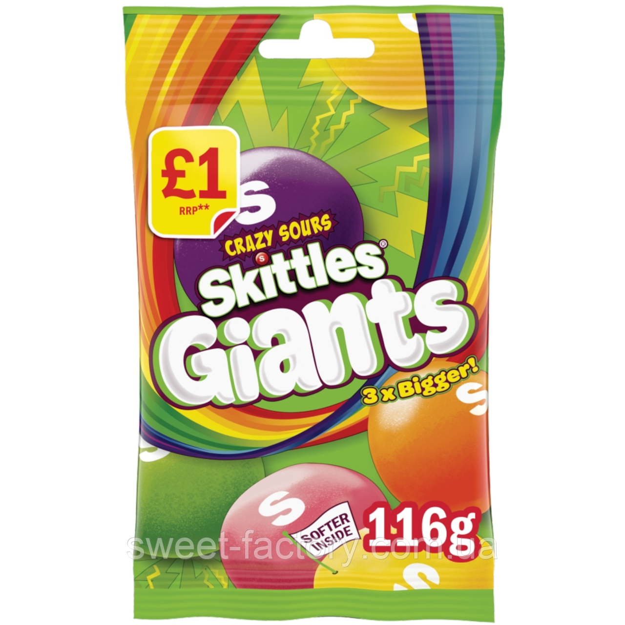 Драже Skittles Giants Crazy Sour 116g