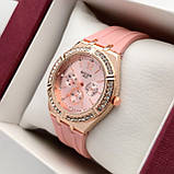 Жіночий наручний годинник Bolun, ніжно-рожевий, золотий корпус, м'який силіконовий ремінець, код - 2546b, фото 3
