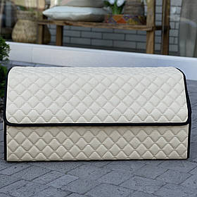 Органайзер у багажник з екошкіри, 65 см, бежевий з чорним кантом, сумка-органайзер в авто