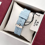 Жіночий наручний годинник Bolun, ніжно-блакитний, золотий корпус, м'який силіконовий ремінець, код - 2547b, фото 4