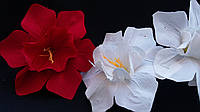 Головки белых бархатных цветов (упаковка-70 шт, разные цвета, d-15 см)