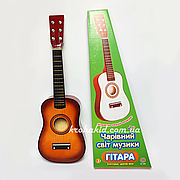 Дитяча дерев'яна гітара на струнах 1369 медіатор струни шт розмір 58 см