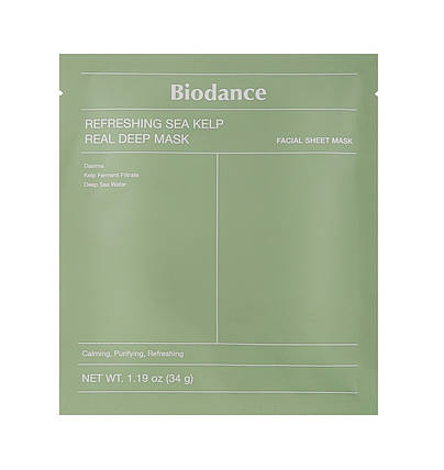 Гідрогелева освіжаюча маска з морськими водоростями Biodance Refreshing Sea Kelp Real Deep Mask 34г, фото 4
