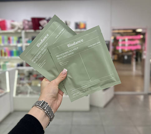 Гідрогелева освіжаюча маска з морськими водоростями Biodance Refreshing Sea Kelp Real Deep Mask 34г, фото 3