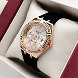 Жіночий наручний годинник Bolun чорний зі сріблястим, золотий корпус, м'який силіконовий ремінець, код - 2549b, фото 3