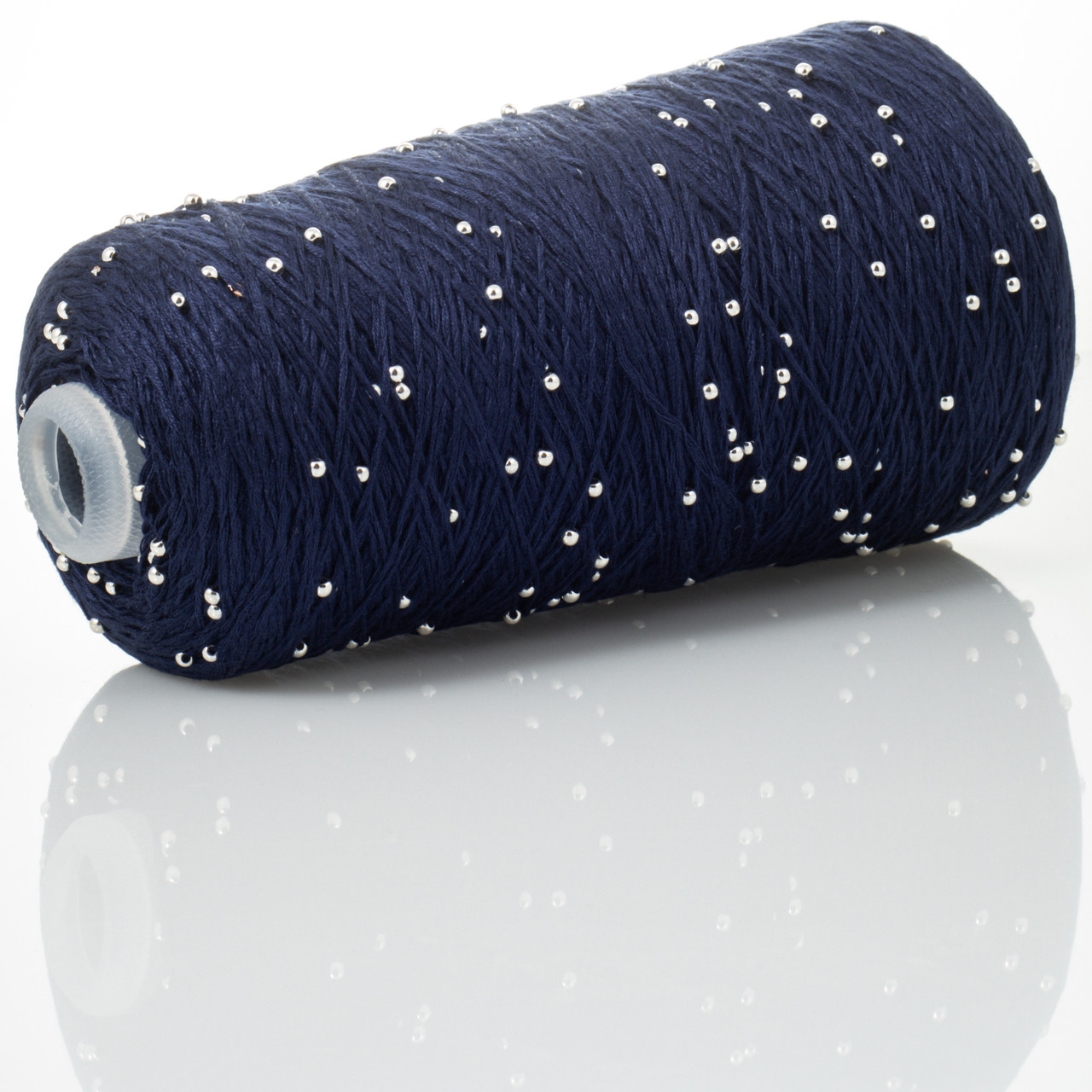 Infinity Yarn Намистини на Котонi № 701 темно-синій + срібло намистини (Пряжа нитки для в'язання), фото 1