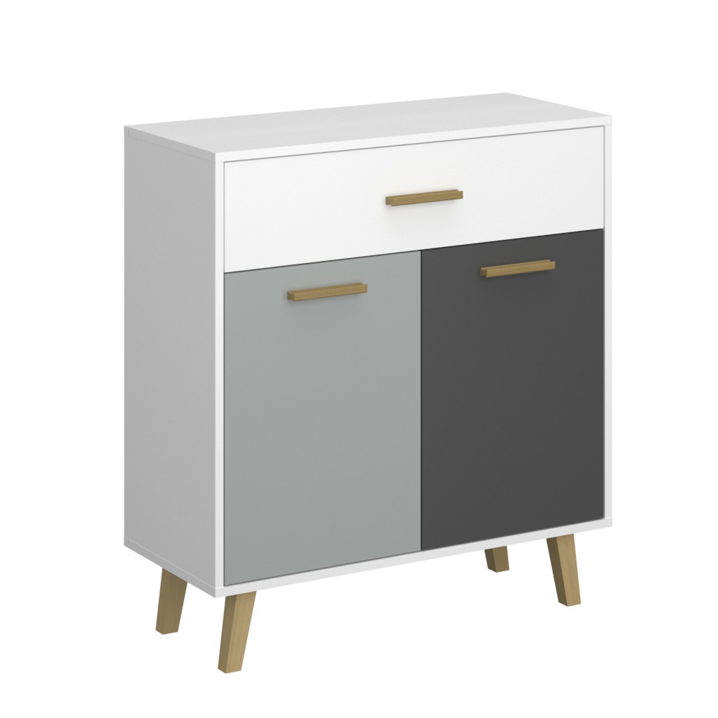 Дитячий вузький комод з дверцятами та шухлядою на ніжках у дитячу кімнату для хлопчика дівчинки Тіммі VMV Holding