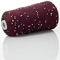 Infinity Yarn Намистини на Котонi № 704 бордо + білі намистини (Пряжа нитки для в'язання)