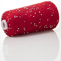 Infinity Yarn Намистини на Котонi № 705 червоний + білі намистини (Пряжа нитки для в'язання)