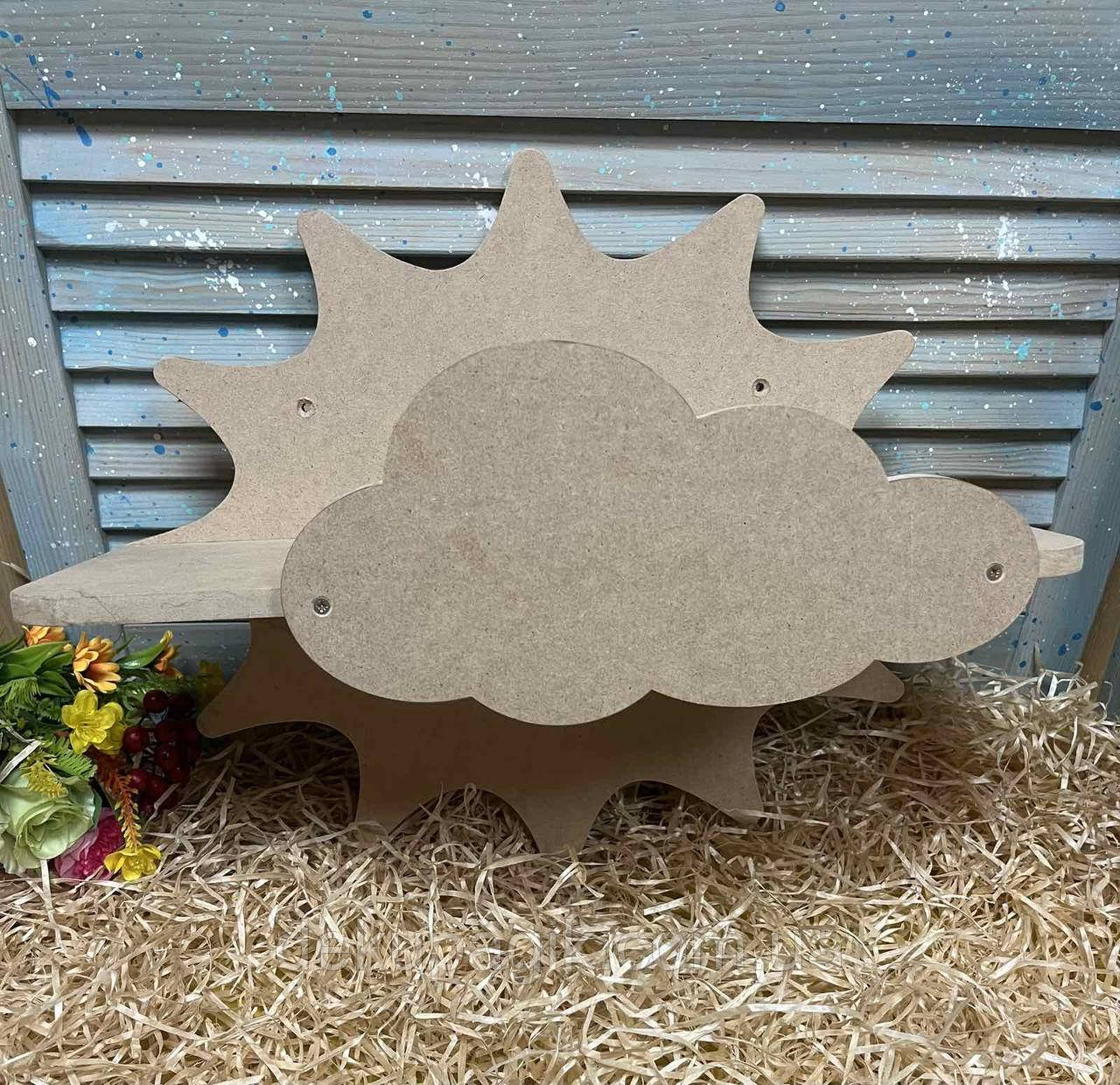 Поличка декоративна Сонечко і Хмаринка 40х17х34см (мдф 1см), фото 1