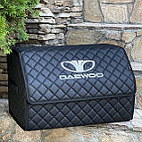 Органайзер у багажник з логотипом Daewoo з екошкіри, чорний, 50 см, коробка в багажник, фото 2