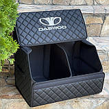 Органайзер у багажник з логотипом Daewoo з екошкіри, чорний, 50 см, коробка в багажник, фото 5