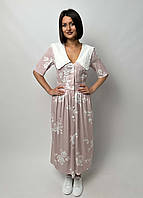 Сукня міді пудра з білими квітами