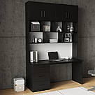 Письмовий стіл з надбудовою з ЛДСП на 14 відділень Комп'ютерний стіл-стелаж однотумбовий 160 см, фото 7