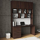 Письмовий стіл з надбудовою з ЛДСП на 14 відділень Комп'ютерний стіл-стелаж однотумбовий 160 см, фото 5