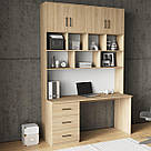 Письмовий стіл з надбудовою з ЛДСП на 14 відділень Комп'ютерний стіл-стелаж однотумбовий 160 см, фото 4