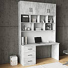 Письмовий стіл з надбудовою з ЛДСП на 14 відділень Комп'ютерний стіл-стелаж однотумбовий 160 см, фото 3