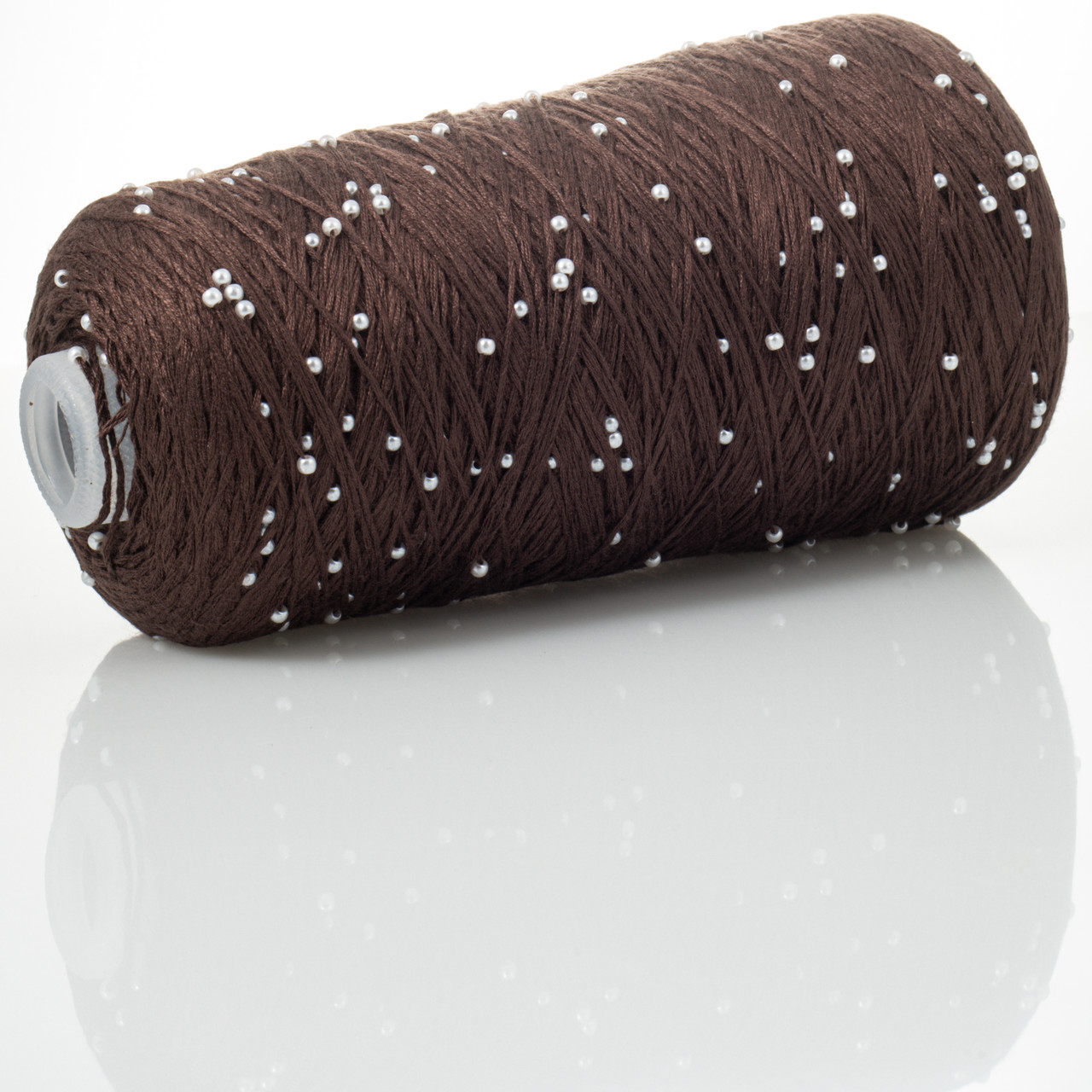 Infinity Yarn Намистини на Котонi № 709 шоколад + білі намистини (Пряжа нитки для в'язання), фото 1