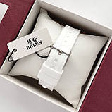 Жіночий наручний годинник Bolun білого кольору, золотий корпус, м'який силіконовий ремінець, код - 2553b, фото 4