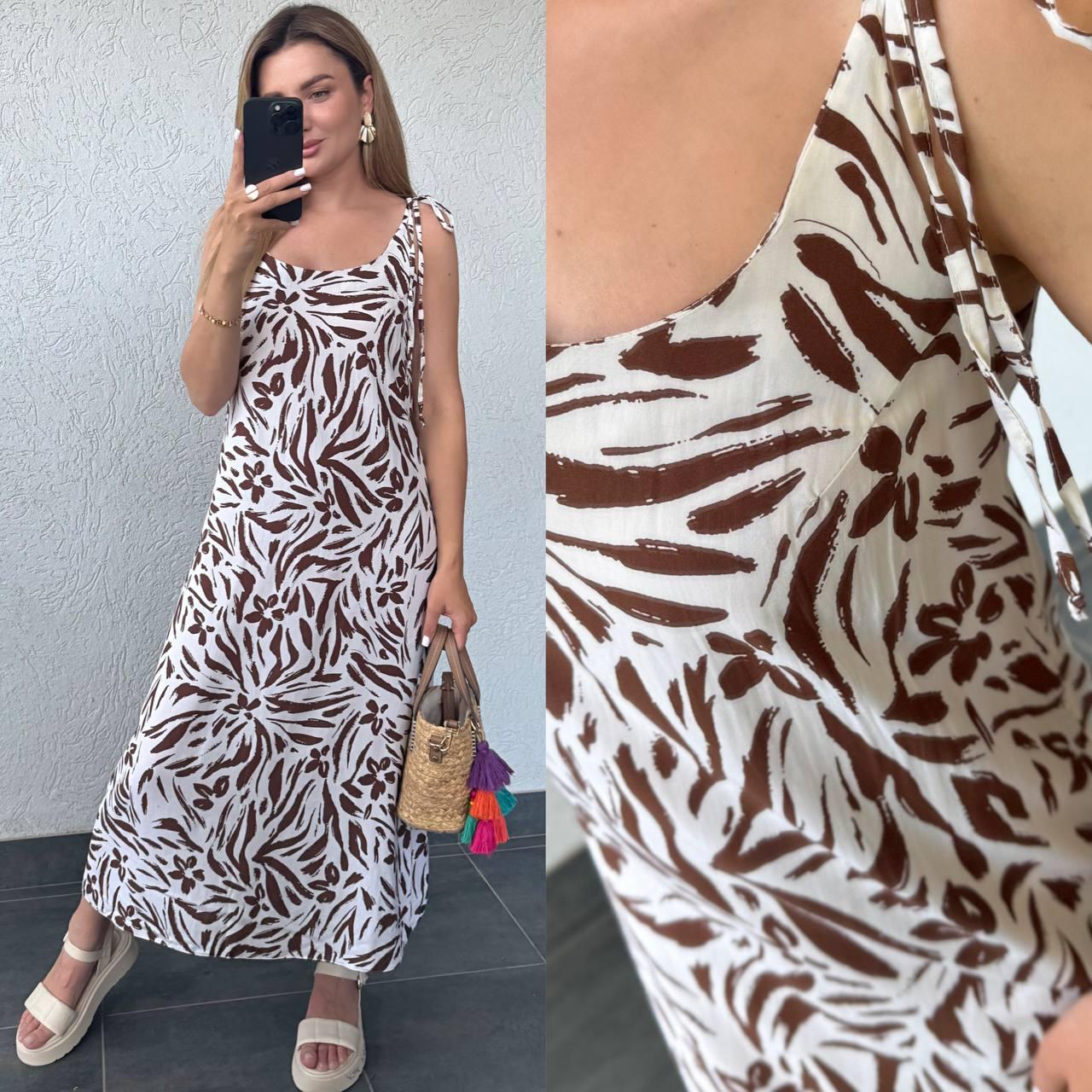 Сарафан ЛІТО ШТАПЕЛЬ р.42-52 Молочний з шоколадом HARISMA 558, фото 1