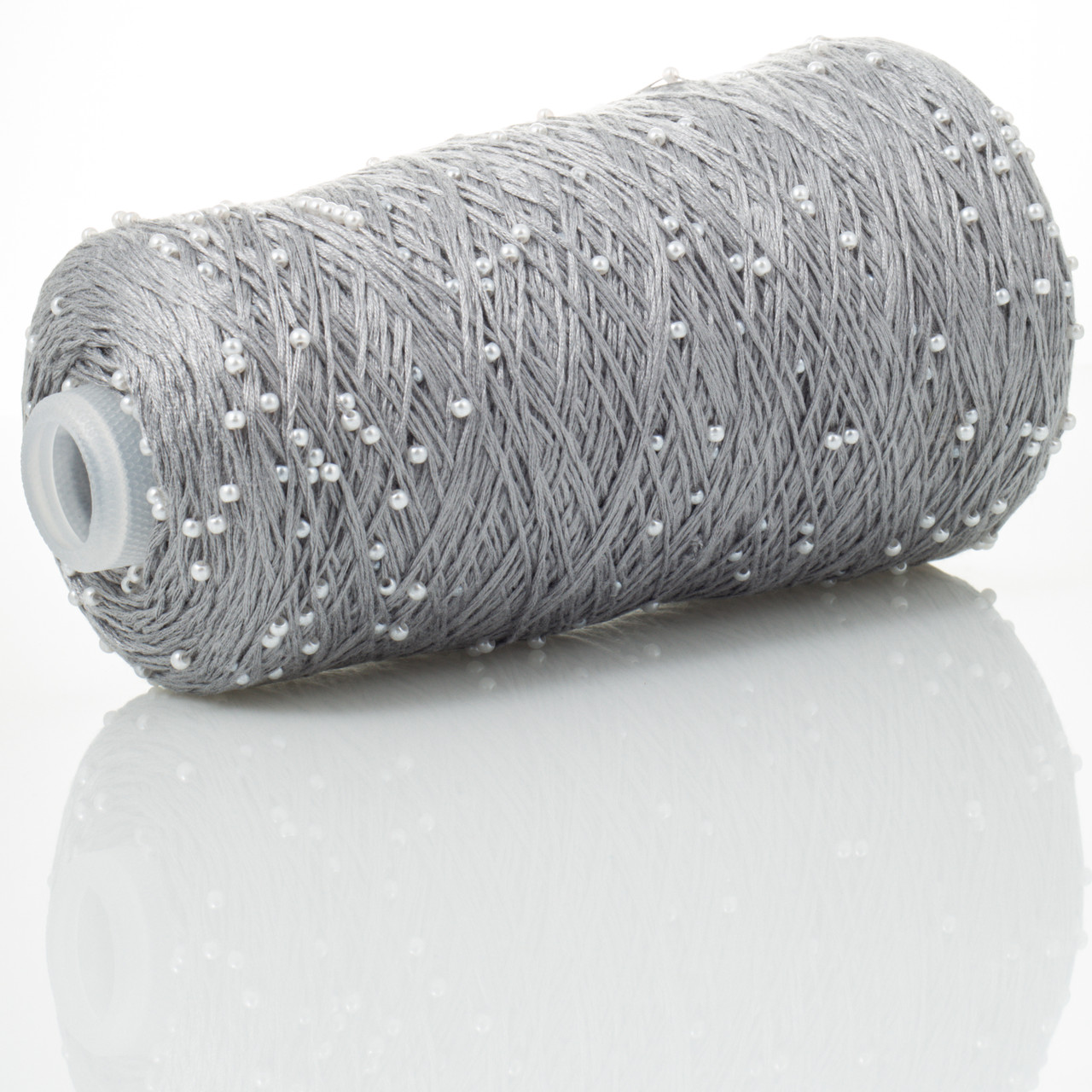 Infinity Yarn Намистини на Котонi № 711 сірий + білі намистини (Пряжа нитки для в'язання), фото 1