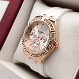 Жіночий наручний годинник Bolun білого кольору, золотий корпус, м'який силіконовий ремінець, код - 2553b, фото 3