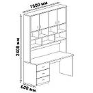 Письмовий стіл з надбудовою з ЛДСП на 14 відділень Комп'ютерний стіл-стелаж однотумбовий 160 см, фото 8